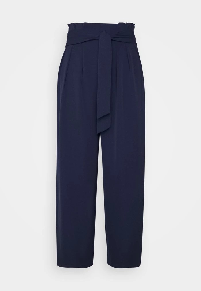 Pantalons ANNA FIELD Anna Field Wide Cropped Leg Trousers With Belt Bleu Marine Femme | SUI-0680537